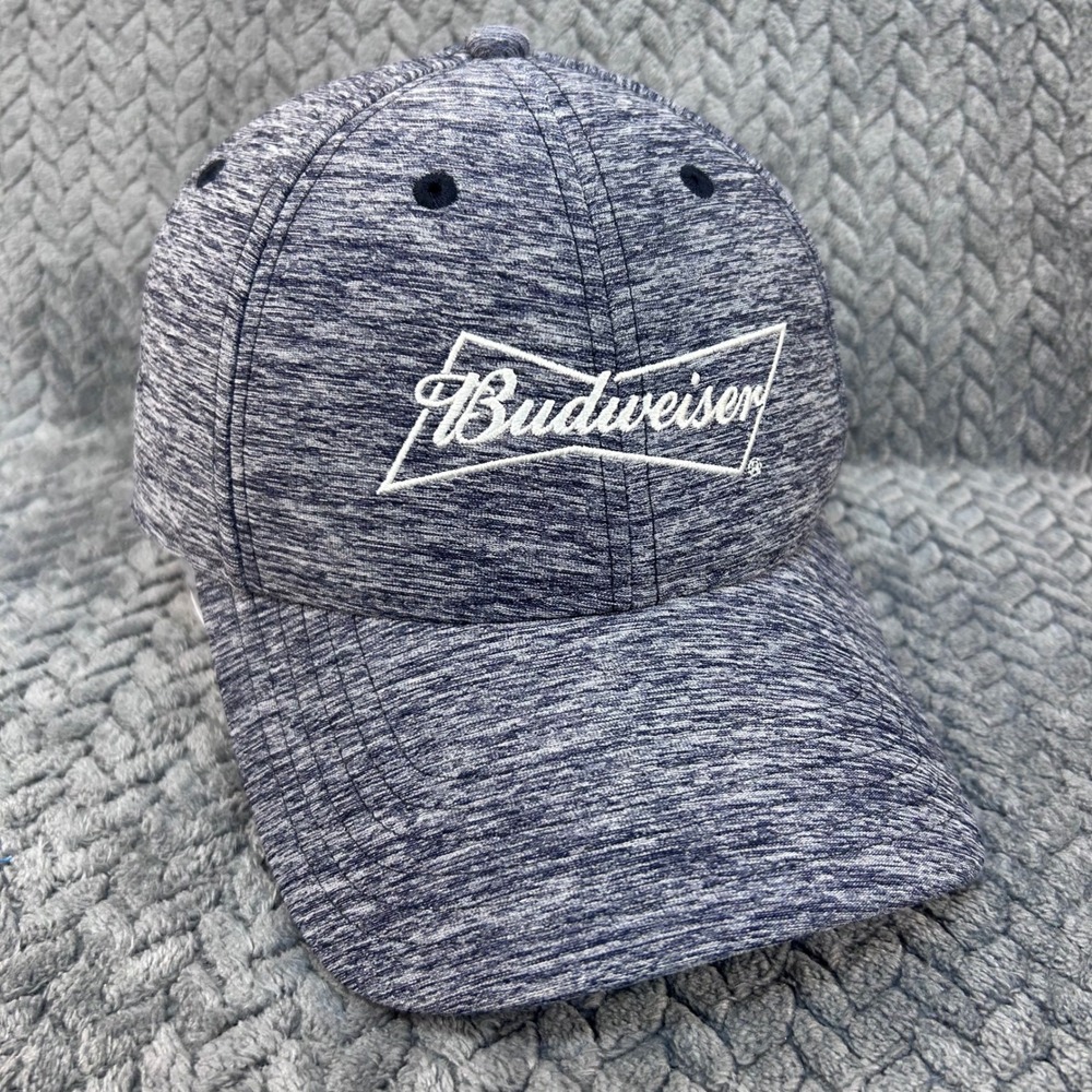 Budweiser Logo Mens Blue White Budweiser Baseball Hat Heathered Snapback OSFA